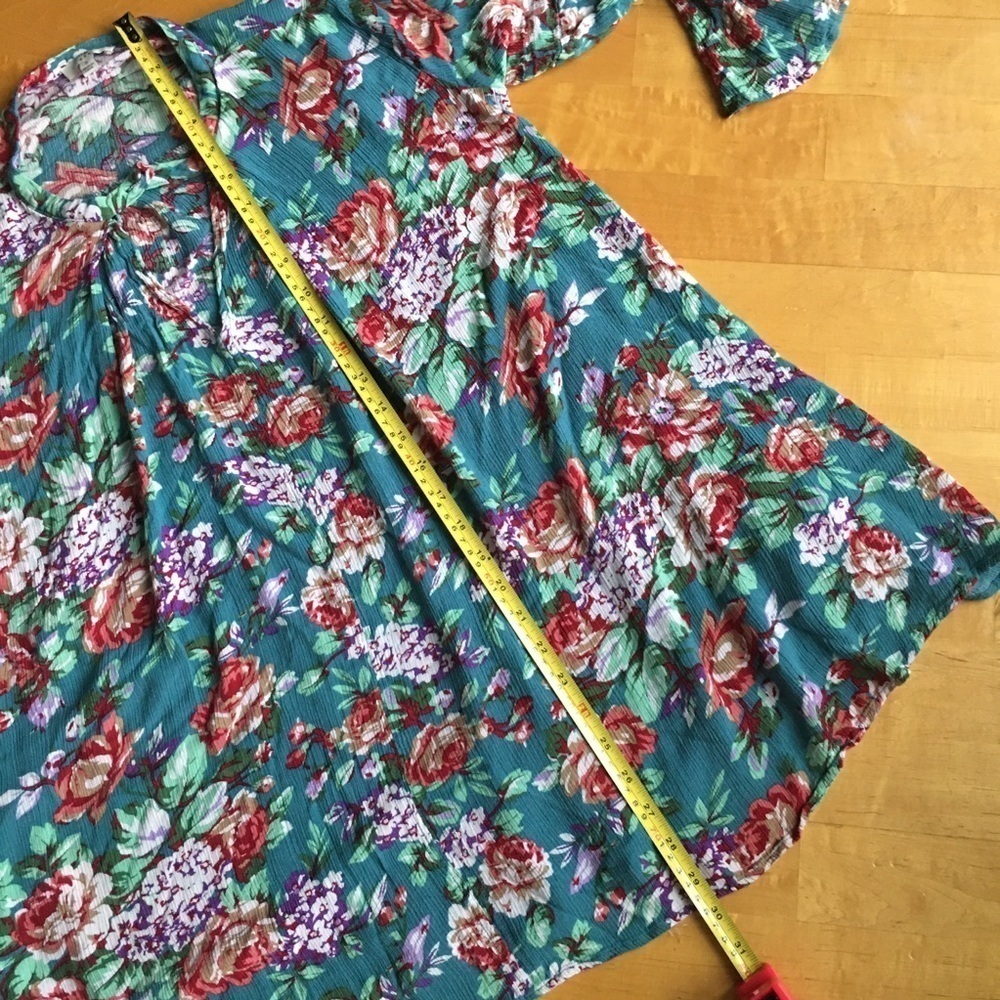 Umgee Teal Pink Floral Dress Tunic Size S - Picture 12 of 17